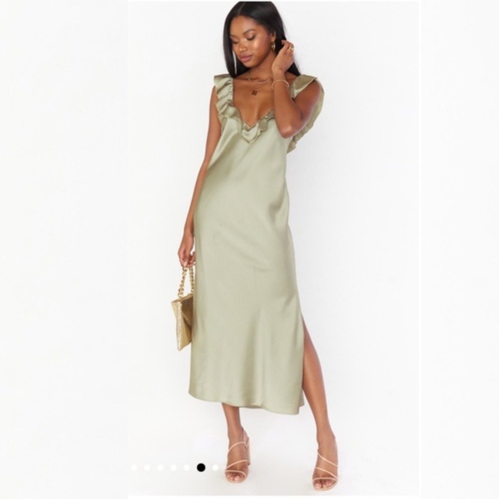 Show Me Your MuMu Olive Green Midi Dress